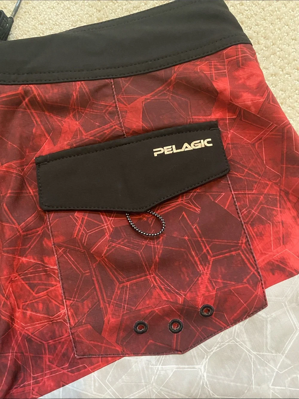 Men’s PELAGIC Hydro-Lite Swim Trunks - Red, Gray & Blue